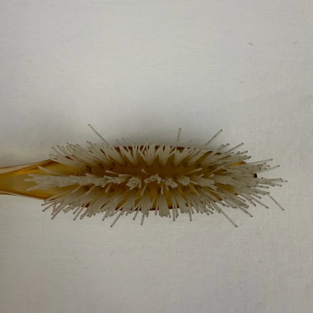 Vintage Avon Hair Brush Amber Faux Tortoise‎ Shell Handle White Bristles 5.75
